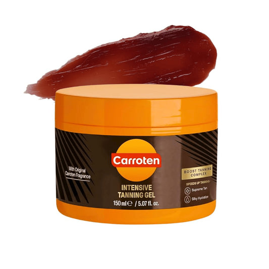 Carroten Intensive Tanning Gel Browning Tan AcceleratorNon-Greasy, Water-Resistant with Carrot and Coconut OilVitamin A & E For Moisture & Hydration |Made in Greece l5Fl Oz
